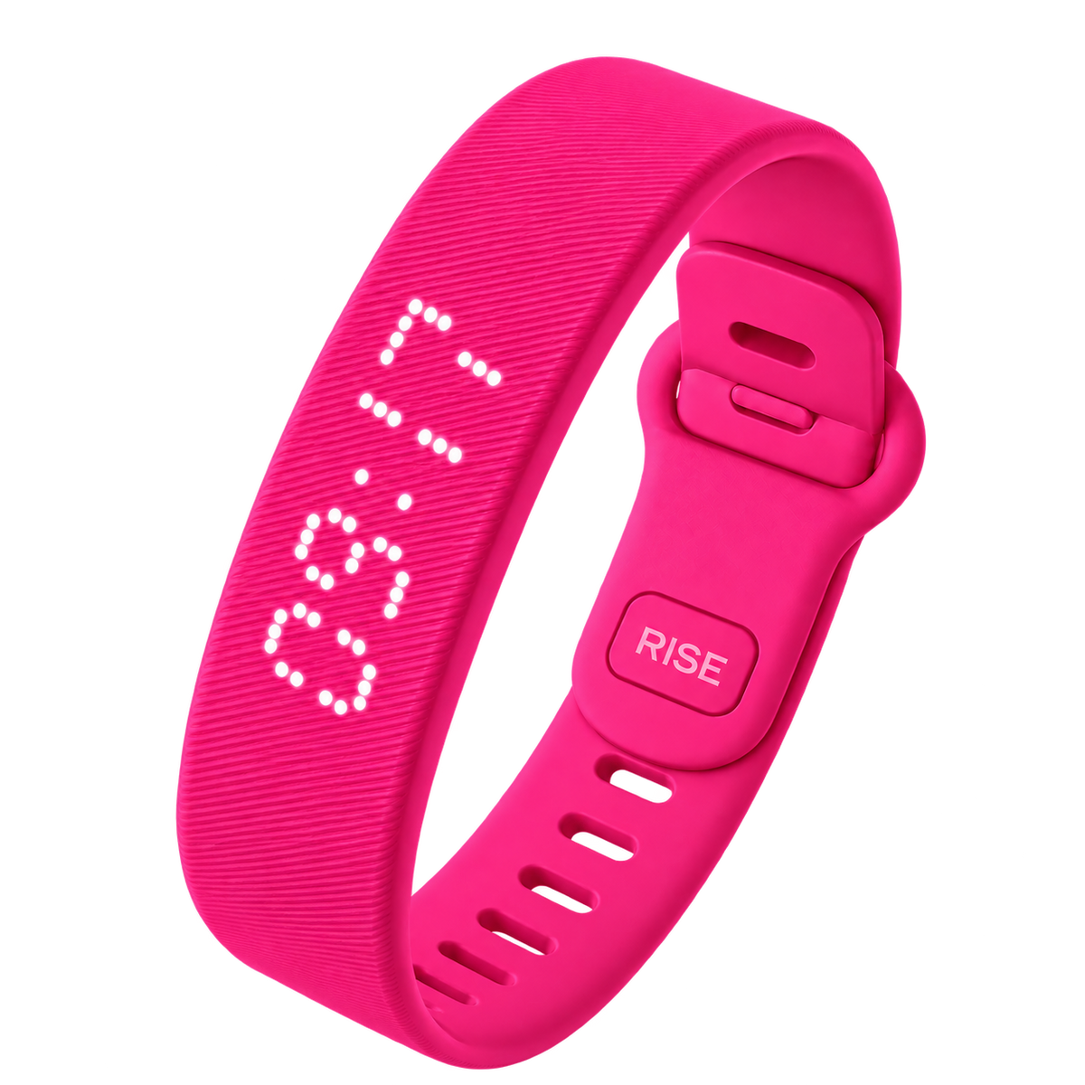Bracelet réveil vibrant RISE Rose, vue de trois quarts.