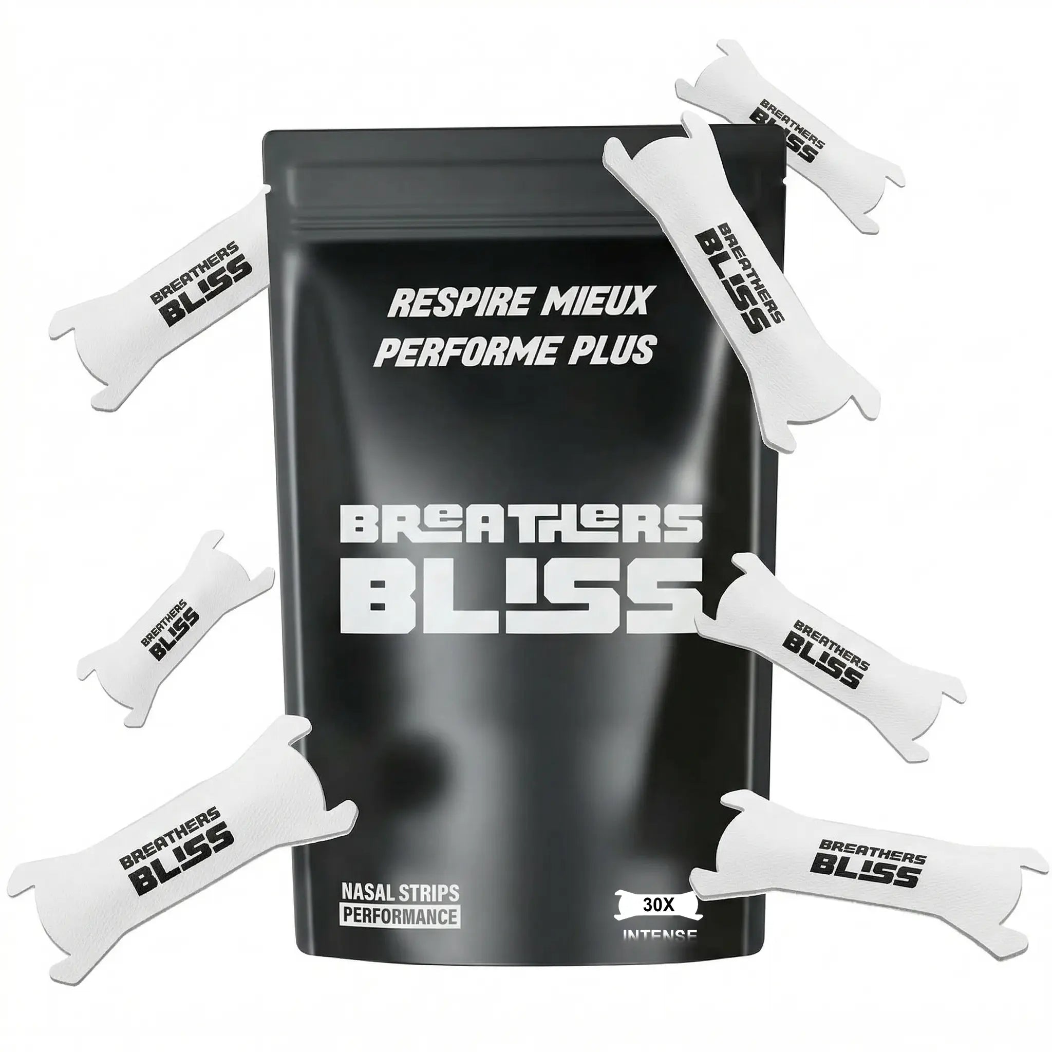 bandes nasales BreathersBliss gamme intense pour sport et sommeil amelioration de la respiration performance sportive et recuperation