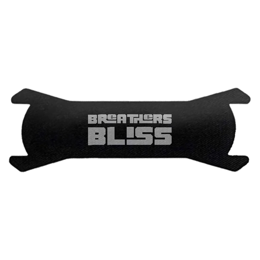 Bande nasale noire Intense BreathersBliss, vue de face avec le logo de la marque.