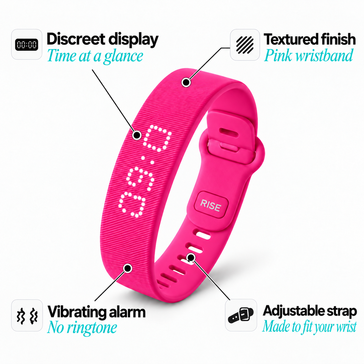 RISE pink wristband — design