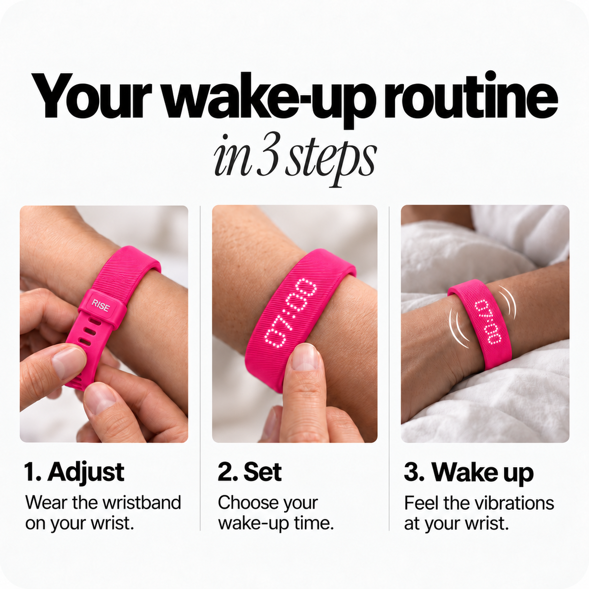 RISE pink wristband — how to use