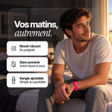 Bracelet réveil RISE rose — mise en situation