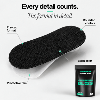 BreathersBliss mouth tape — English product information.