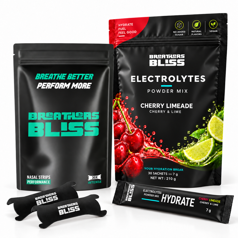 Pack Athlète : bandes nasales Intense noires et électrolytes Cherry Limeade