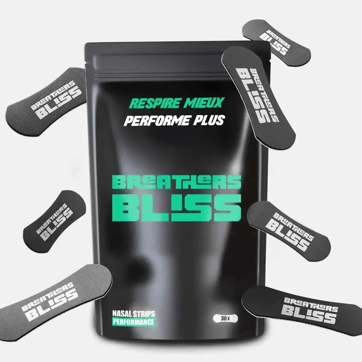 BreathersBliss Noires – Bandes Nasales Sport Sommeil