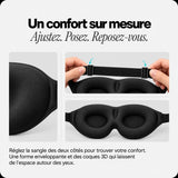 Masque de sommeil — réglage de la sangle et détail des coques 3D