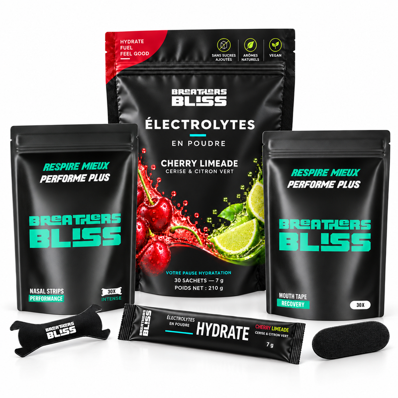 Pack Performance : bandes nasales Intense, électrolytes et bandes buccales