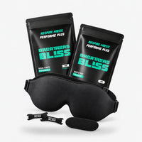 Pack Sommeil Complet BreathersBliss avec bandes nasales Intense noires, bandes buccales noires et masque de sommeil 3D noir.