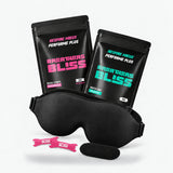 Pack Sommeil Complet BreathersBliss avec bandes nasales Intense roses, bandes buccales noires et masque de sommeil 3D noir.
