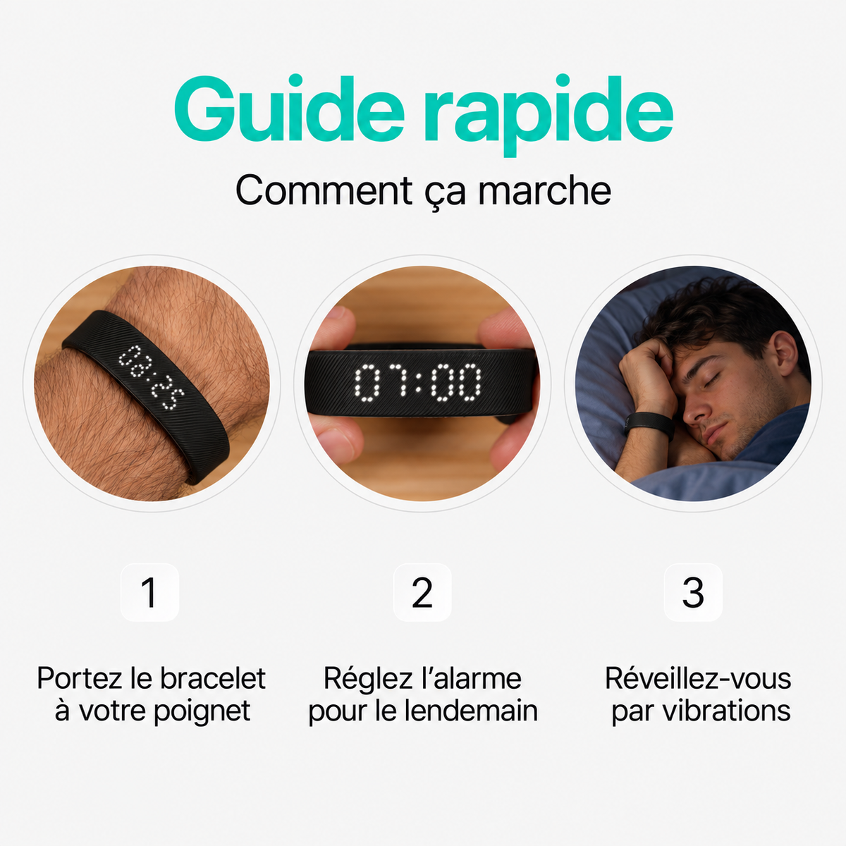 Utilisation du bracelet RISE en trois étapes