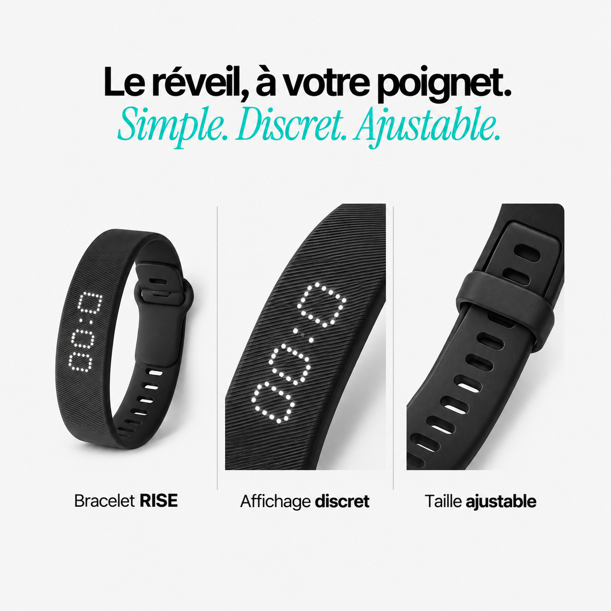 Détails du bracelet RISE noir